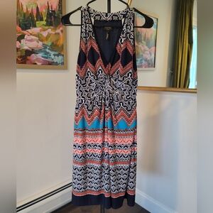 Laundry by Shelli Segal Navy / Orange V Neck Dress Size 6